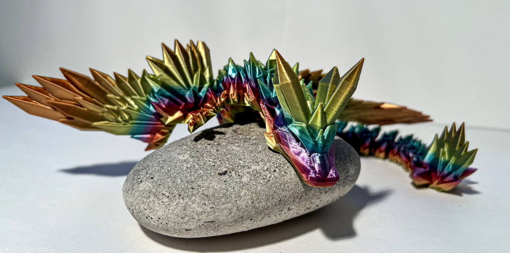 3D Printed Winged Articulated Crystal Dragon Fidget Toy In 54 of