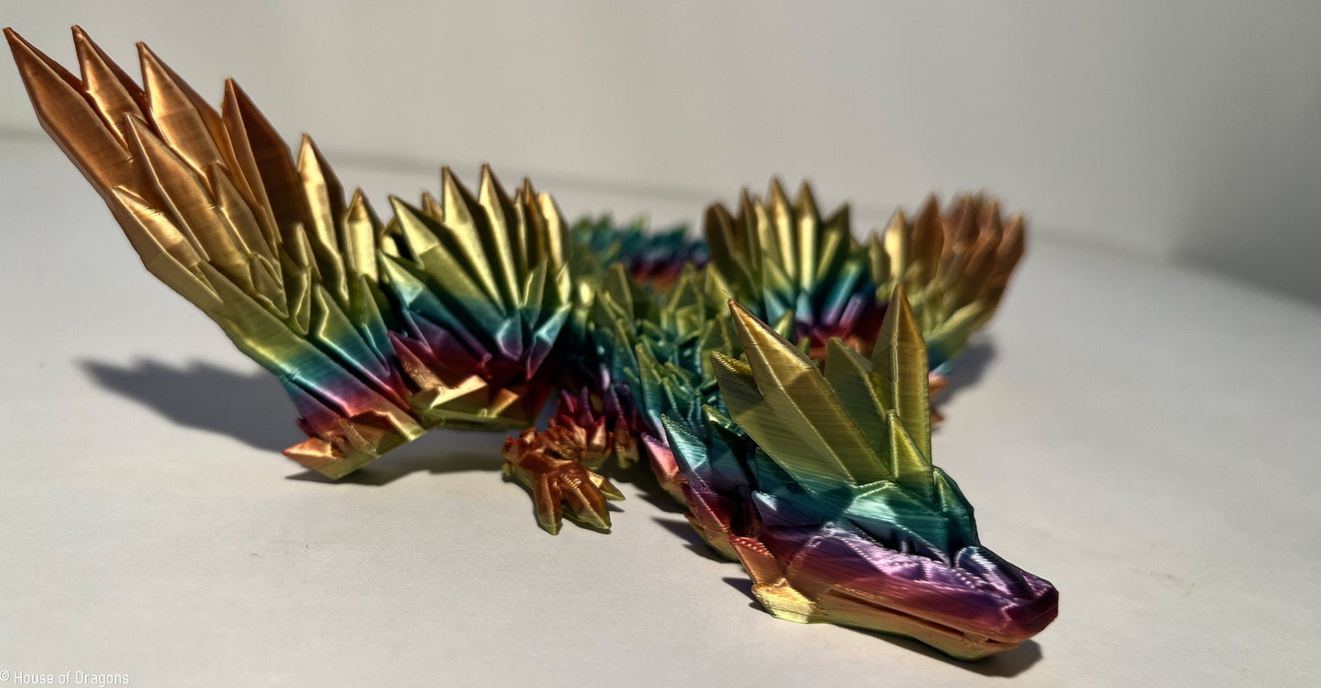 Magic Crystal Winged Dragon - Unique Articulated Sensory Toy - High Definition Limited Edition Colors - Fidget - Desk Toy